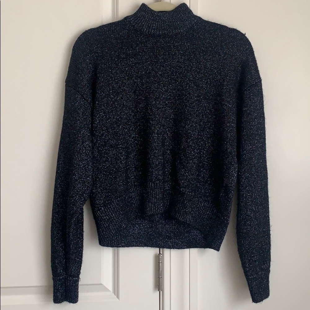 Blue Sparkly Zara Knit Turtleneck Sweater - Picture 1 of 2